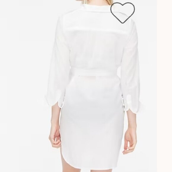J Crew Cover-up shirtdress Size Medium White Tie Waist - Picture 2 of 9